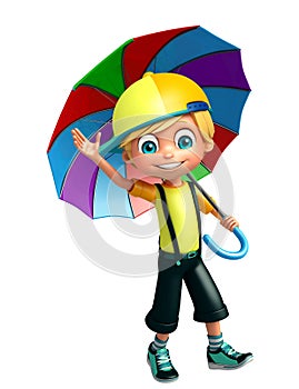 Kid boy with umbrella