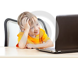 Kid boy using a laptop
