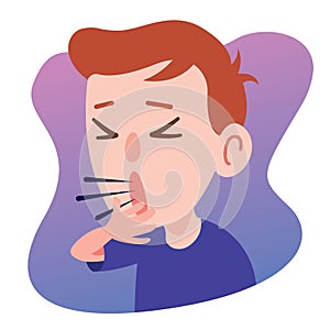 Kid Character Coughing seriously. Prevention against Virus and bacteria. Flat art vector