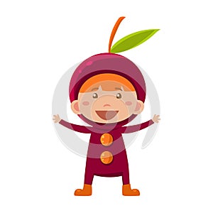 Kid In Cherry Costume. Vector Illustration