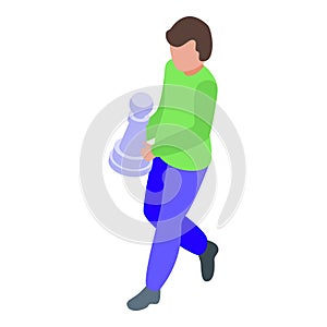Kid chess move icon isometric vector. People education