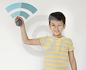 Kid Child Wifi Icon Papercraft Holding