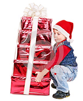 Kid with Christmas gift box.