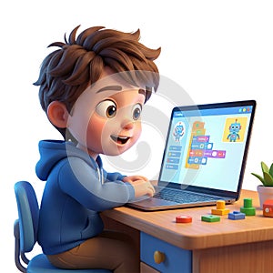 Kid Coding Computer Learning - 3D Cartoon