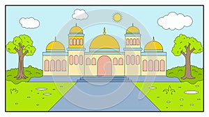 Kid Colorful Mosque Cartoon
