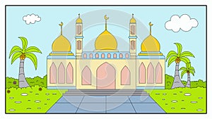 Kid Colorful Mosque Cartoon