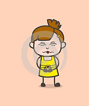 Kid Confounded Face - Cute Cartoon Girl Vector