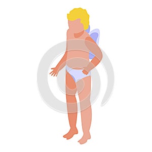 Kid cupid icon isometric vector. Love bow