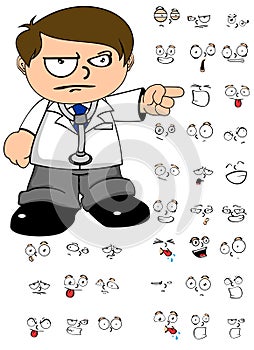 Kid doctor cartoon expresion set