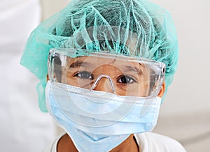 Kid doctor with mask