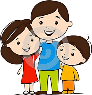 A Kid Drawing of Happy Family. AI-Generated.