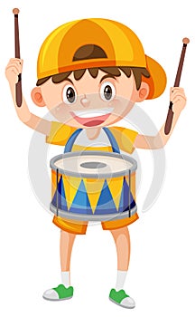A kid with drum music instrument
