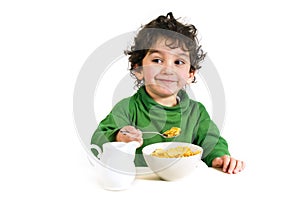 Kid eating cornflakes