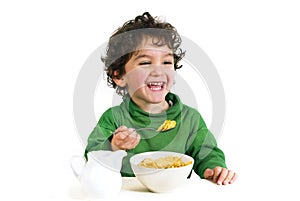 Kid eating cornflakes