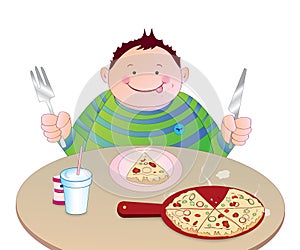 Kid eating Pizza