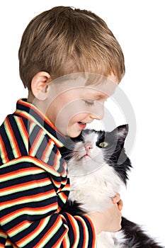 Kid with a fluffy cat