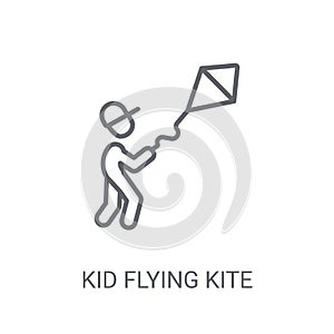 kid flying kite icon. Trendy kid flying kite logo concept on whi