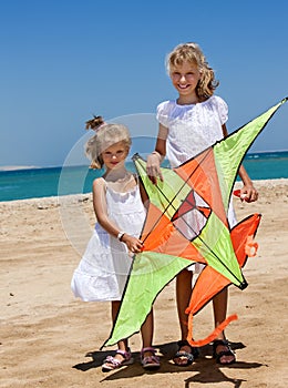 Kid flying kite outdoor