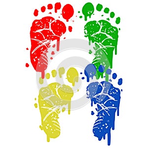 Kid Foot Feet Prints Children Playful Paint Colorful Art Vector