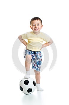 kid with football over white background