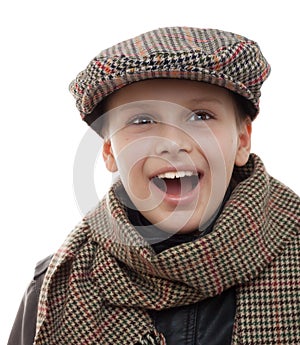 Kid fun scarf cap accessories portrait isolated