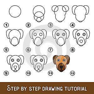 Kid game to develop drawing skill with easy gaming level for preschool kids, drawing educational tutorial for Dog Face.vector