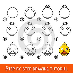 Kid game to develop drawing skill with easy gaming level for preschool kids, drawing educational tutorial for Duckling Face