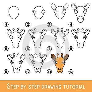 Kid game to develop drawing skill with easy gaming level for preschool kids, drawing educational tutorial for Giraffe Face