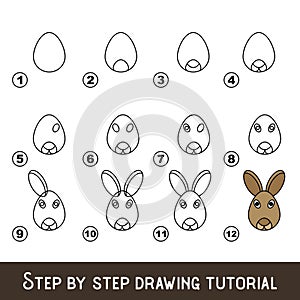 Kid game to develop drawing skill with easy gaming level for preschool kids, drawing educational tutorial for Rabbit Face