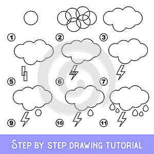 Kid game to develop drawing skill with easy gaming level for preschool kids, drawing educational tutorial for Rain