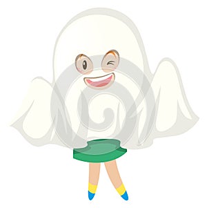 Kid in ghost costume for halloween