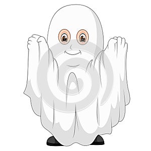 Kid in a ghost costume