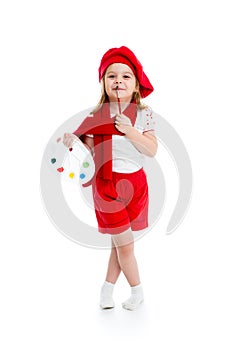 Kid girl in artist costume