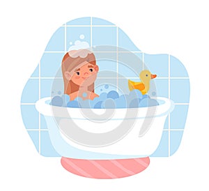 Kid girl in bath