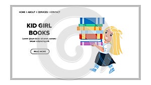 Kid Girl Carrying Books From School Library Vector
