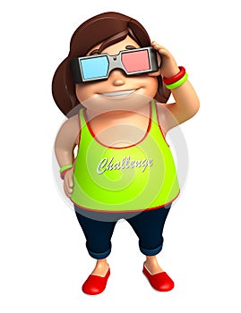 Kid girl with 3D goggle