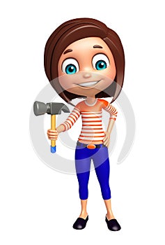 Kid girl with Hammer