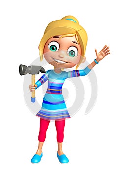 Kid girl with Hammer