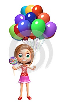 Kid girl with Lollypop and Balloon