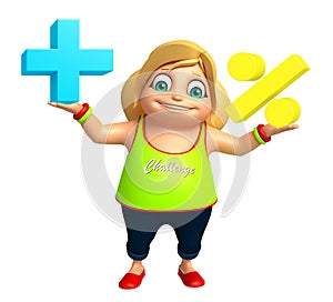 Kid girl with Math sign