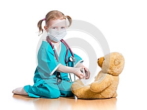 Kid girl playing doctor