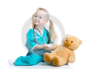 Kid girl playing doctor