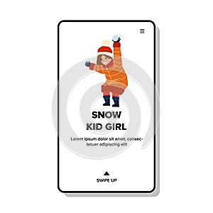 Kid Girl Playing Snow Ball Game With Friend Vector