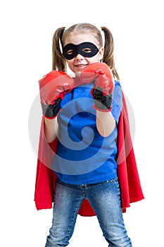 Kid girl plays superhero