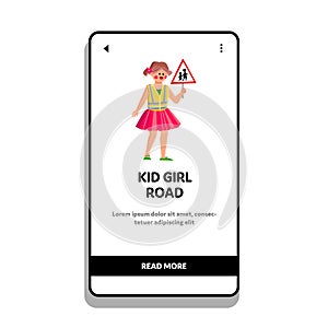 kid girl road vector