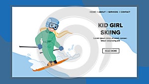 kid girl skiing vector