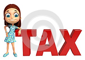 Kid girl with Tax sign photo