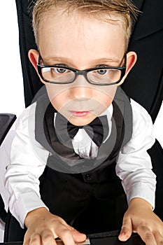 Kid in glasses at top point