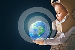 Kid with globe