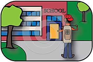 Kid Going to School Illustration